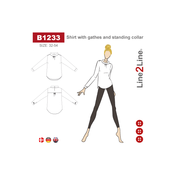 Snitmnster - Line2Line - B1233 Skjorte med rynker og stkrave