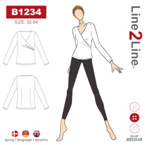 Snitmnster - Line2Line - B1234 Bluse med sl om effekt