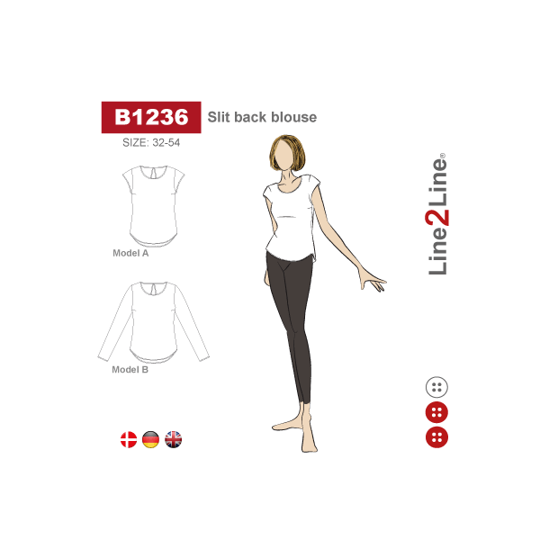 Snitmnster - Line2Line - B1236 Bluse med slids i nakken