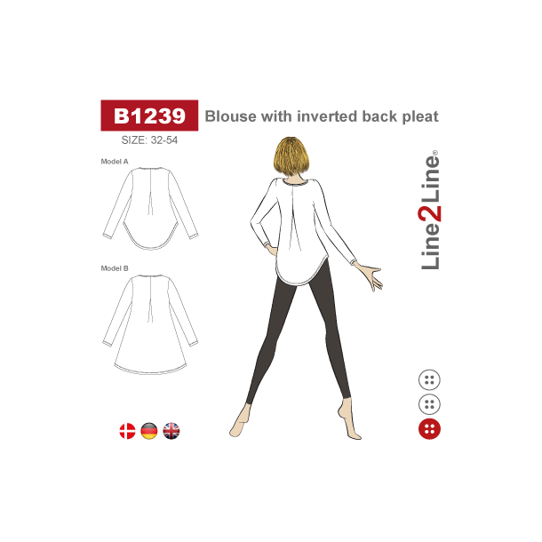 Snitmnster - Line2Line - B1239 Bluse med wienerlg i ryggen