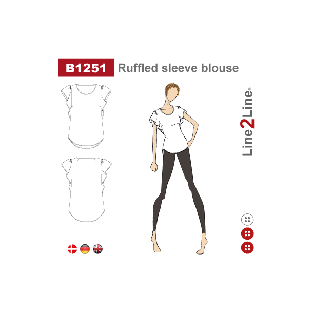 Snitmnster - Line2Line - B1251 Bluse med flsermer