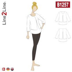 Snitmnster - Line2Line - B1257 Dobbelt bluse med slidser