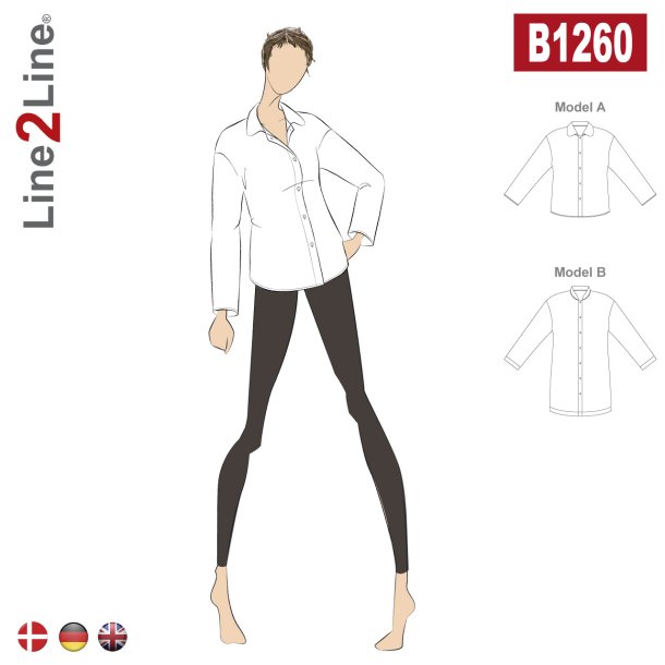 Snitmnster - Line2Line - B1260 Skjortebluse med snket skulder