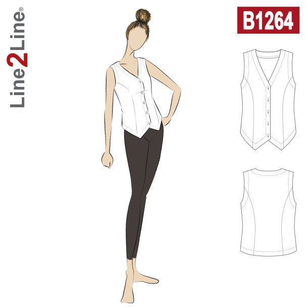 Snitmnster - Line2Line - B1264 Vest / top med prinsessesnit