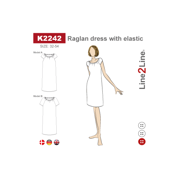 Snitmmster - Line2Line - K2242 Raglan kjole med elastik
