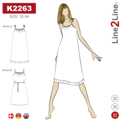 Snitmnster - Line2Line K2263 Lstsiddende stropkjole