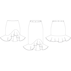 Snitmnster - Line2Line - N326 Nederdel med volant og elastik