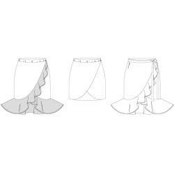 Snitmnster - Line2Line - N328 Nederdel med sl om effekt og volant