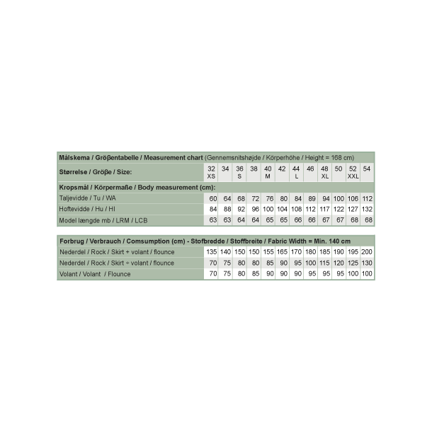 Snitmnster - Line2Line - N328 Nederdel med sl om effekt og volant