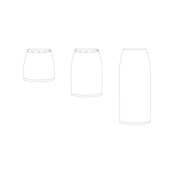 Snitmnster - Line2Line - N329 Lang nederdel med elastik, strk