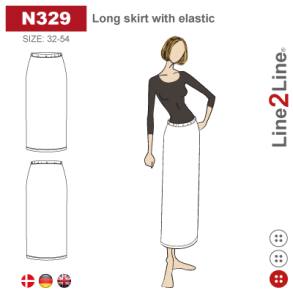 Snitmnster - Line2Line - N329 Lang nederdel med elastik, strk