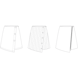Snitmnster - Line2Line - N331 Asymmetrisk nederdel med knapper