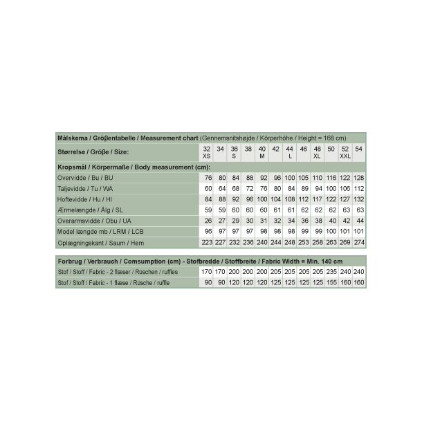 Snitmnster - Line2Line - N332 Lang nederdel med flser