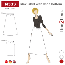 Snitmønster - - N333 Lang nederdel med vidde
