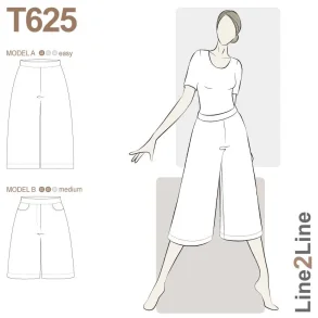 Snitm�nster - Line2Line  - T625 Culotte bukser / shorts med elastik bagp�