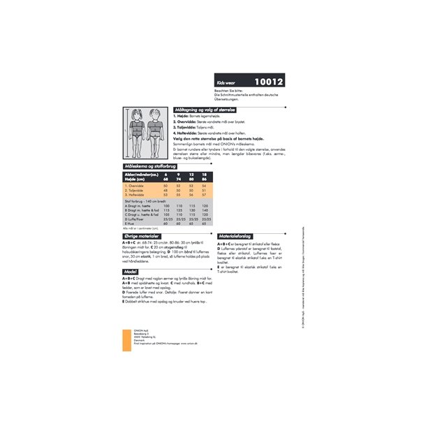 Onion 10012 - Dragter, hue og luffer. Snitm�nster