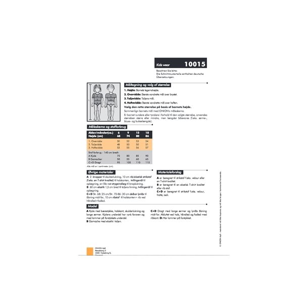 Onion 10015 - Kjole, gamacher og dragt. Snitm�nster