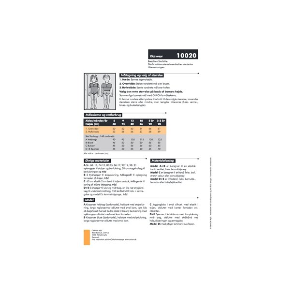 Onion 10020 - Heldragt, bluse, buks og spencer. Snitmnster