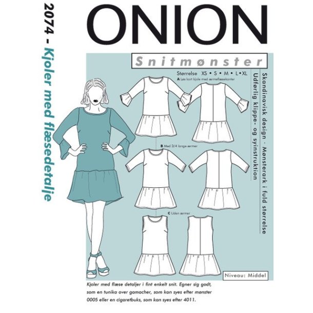 Onion 2074 - Kjoler med flsedetalje - Snitmnster