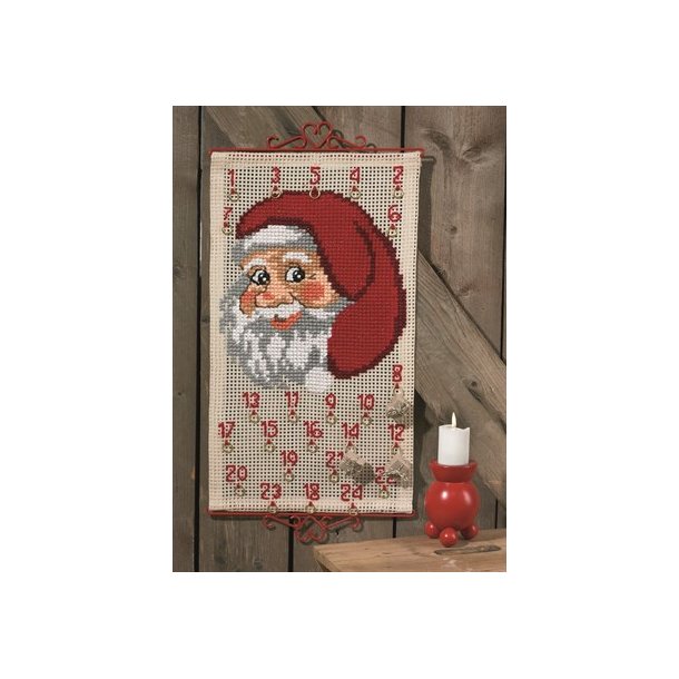 Pakkekalender - broderi fra Permin med julemand