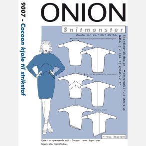 Onion 9007 - Cocoon kjole til strikstof til plusst�rrelser. Snitm�nster