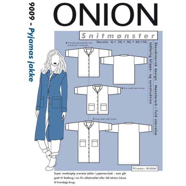 Onion 9009 - Pyjamas jakke - Snitmnster til plusstrrelser