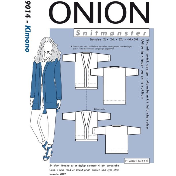 Onion 9014 - Kimono til plusstrrelser. Snitmnster