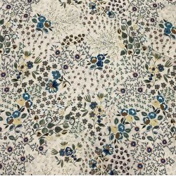 Beige polyester med sm blomster - pr. 0,25 meter