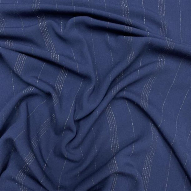 Bl viskose med guldstriber - pr. 0,25 meter