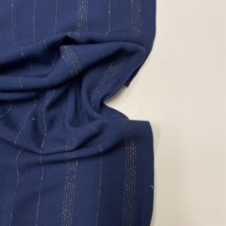 Bl viskose med guldstriber - pr. 0,25 meter