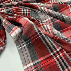 Bld, bomuldslrred med tern i grlige og rdlige nuancer - pr. 0,25 meter