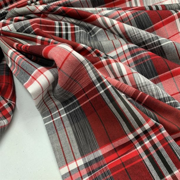 Bld, bomuldslrred med tern i grlige og rdlige nuancer - pr. 0,25 meter