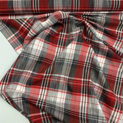 Bld, bomuldslrred med tern i grlige og rdlige nuancer - pr. 0,25 meter