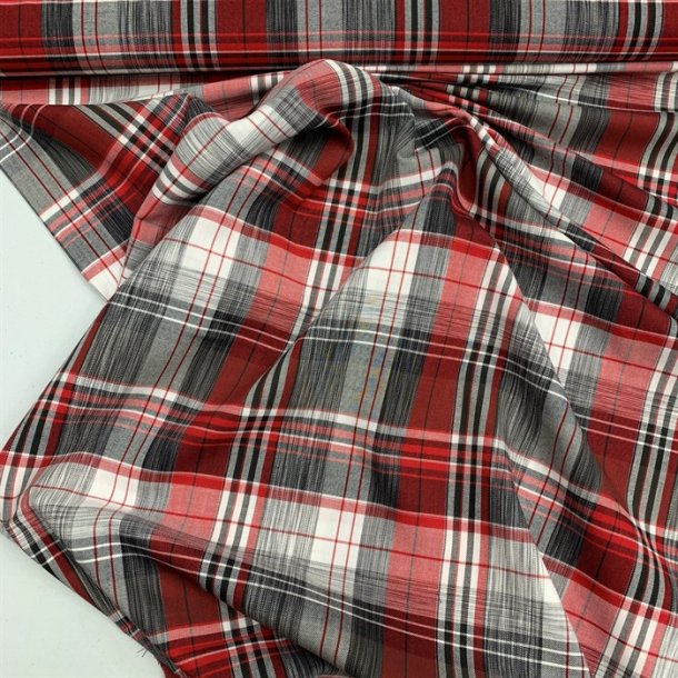 Bld, bomuldslrred med tern i grlige og rdlige nuancer - pr. 0,25 meter