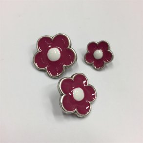 Blommefarvet blomster metalknap, 3 st�rrelser