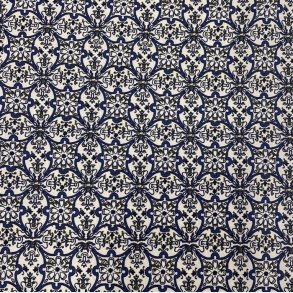 Bomuld med symmetrisk, bl�t m�nster - pr. 0,25 meter 