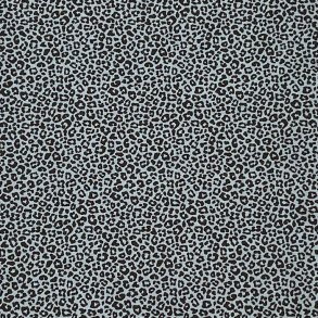 OEKO-TEX bomuldsjersey i bl med sorte leopardpletter - pr. 0,25 meter.
