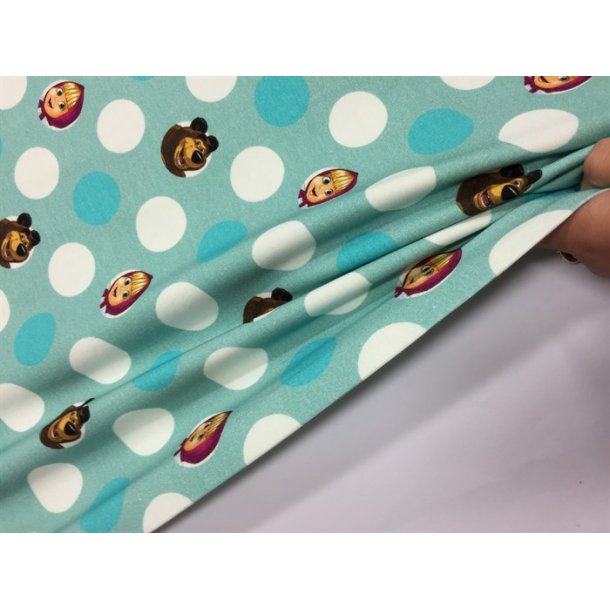 Bomuldsjersey med Masha og bjrnen - pr. 0,25 meter