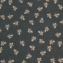 Bomuldslrred i koksgr med smt blomsterprint - pr. 0,25 meter