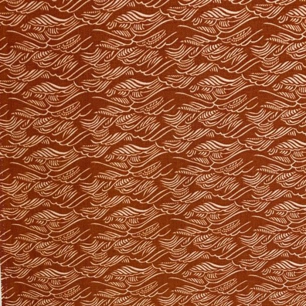 Bomuldslrred - i mrk fersken med mnster i kit, fra Cotton + Steel - pr. 0,25 meter