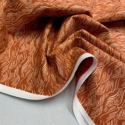 Bomuldslrred - i mrk fersken med mnster i kit, fra Cotton + Steel - pr. 0,25 meter