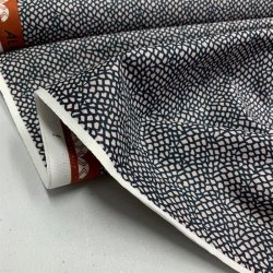 Bomuldslrred - i mrk marine med pletter i kit, fra Cotton + Steel - pr. 0,25 meter