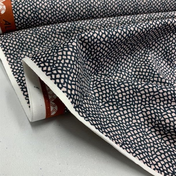 Bomuldslrred - i mrk marine med pletter i kit, fra Cotton + Steel - pr. 0,25 meter