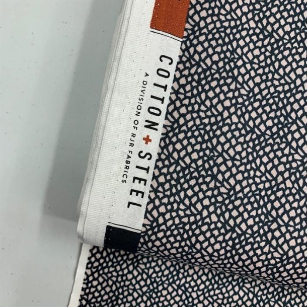 Bomuldslrred - i mrk marine med pletter i kit, fra Cotton + Steel - pr. 0,25 meter