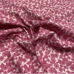 Bomuldspoplin i hvid med rosa blomster - pr. 0,25 meter