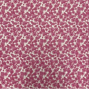 Bomuldspoplin i hvid med rosa blomster - pr. 0,25 meter