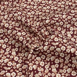 Bomuldspoplin i mrkerd med lyse blomster - pr. 0,25 meter