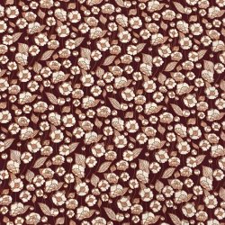 Bomuldspoplin i mrkerd med lyse blomster - pr. 0,25 meter