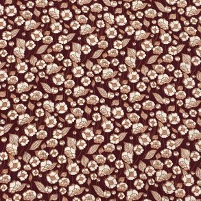 Bomuldspoplin i mrkerd med lyse blomster - pr. 0,25 meter