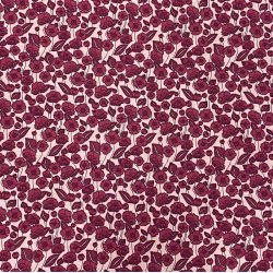 Bomuldspoplin i sart rosa med mrkrosa blomster - pr. 0,25 meter